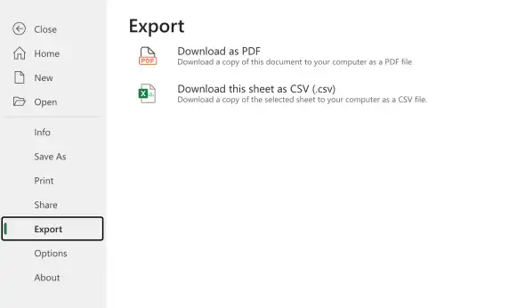 Export workbook | Excel Insights